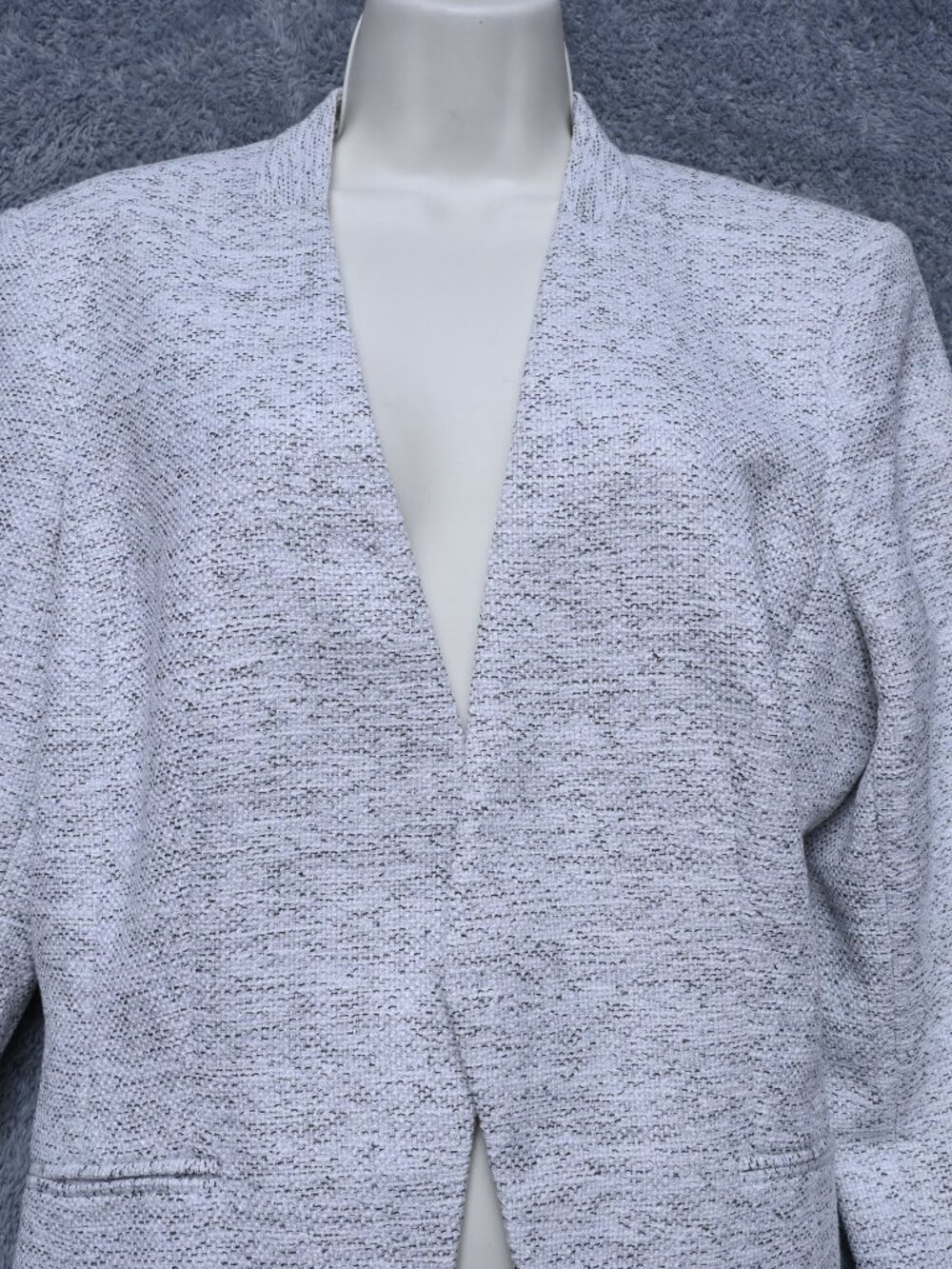 Calvin Klein Off White Tweed Crop Short Blazer Women's  Size 16 - Picture 3 of 8